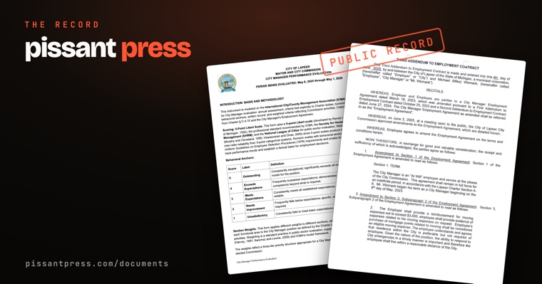 Pissant Press documents: City of Lapeer public records